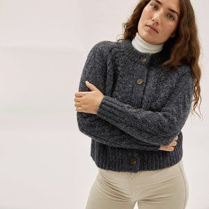 Everlane Cloud Cable Cardigan, Small, Charcoal Grey